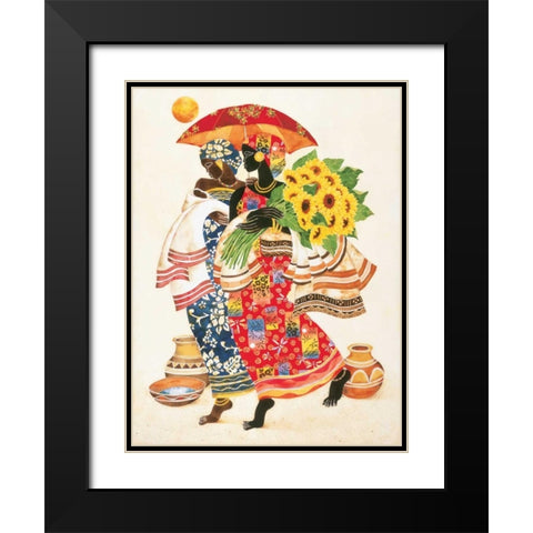 Sunflowers Black Modern Wood Framed Art Print with Double Matting by Mallett, Keith