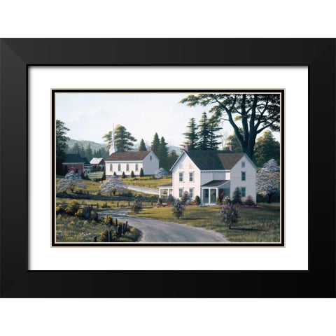 Apple Blossom Time Black Modern Wood Framed Art Print with Double Matting by Saunders, Bill