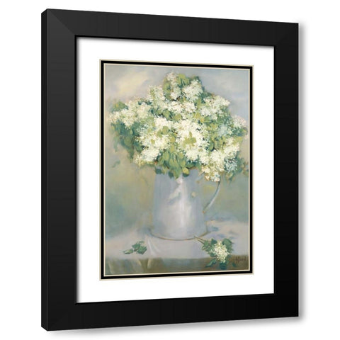 White Lilacs Black Modern Wood Framed Art Print with Double Matting by Dern, Andrea