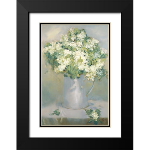 White Lilacs Black Modern Wood Framed Art Print with Double Matting by Dern, Andrea