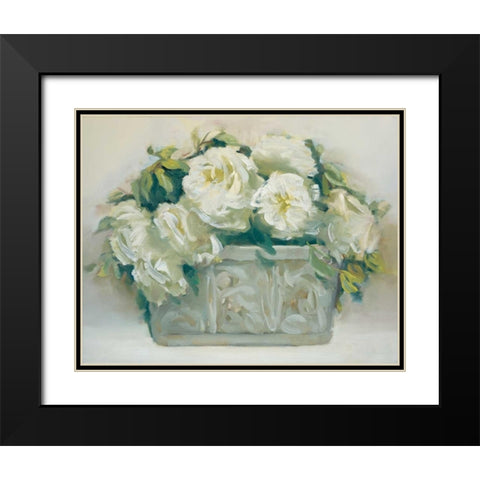 White Roses in Planter Black Modern Wood Framed Art Print with Double Matting by Dern, Andrea