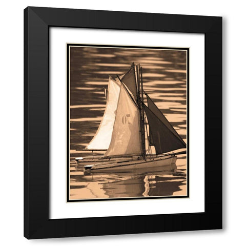 Les Petits Bateaux II Black Modern Wood Framed Art Print with Double Matting by Gilboa, Marina Drasnin