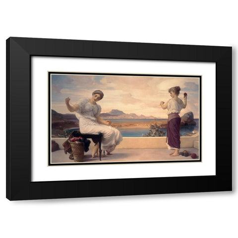 Winding the Skein Black Modern Wood Framed Art Print with Double Matting by Leighton, Lord Frederic