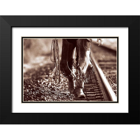 Walking Black Modern Wood Framed Art Print with Double Matting by OMara, James