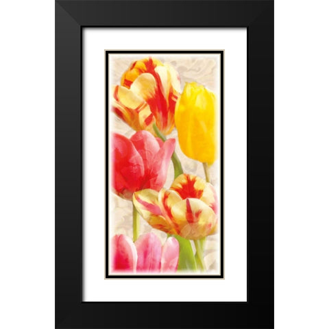 Glowing Tulips I Black Modern Wood Framed Art Print with Double Matting by Pahl, Janel
