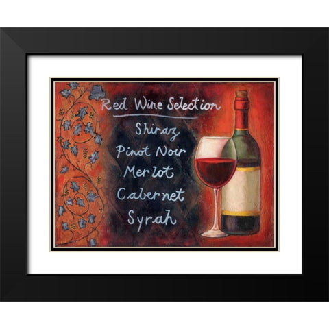 Red Wine Selection Black Modern Wood Framed Art Print with Double Matting by Rafuse, Will