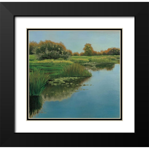 Yellow Sky and Reflection Black Modern Wood Framed Art Print with Double Matting by Peterson, Julie