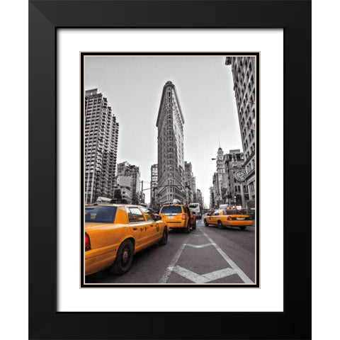 New York Taxis Black Modern Wood Framed Art Print with Double Matting by Frank, Assaf