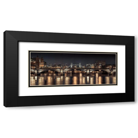 London Glow Black Modern Wood Framed Art Print with Double Matting by Frank, Assaf