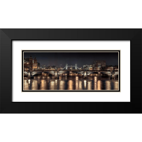 London Glow Black Modern Wood Framed Art Print with Double Matting by Frank, Assaf