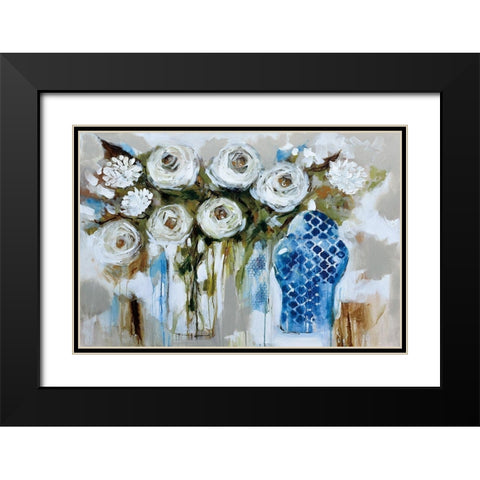 Dutch Bouquet Black Modern Wood Framed Art Print with Double Matting by Jones, A.