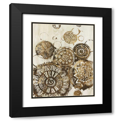African Circles Black Modern Wood Framed Art Print with Double Matting by Watts, Eva