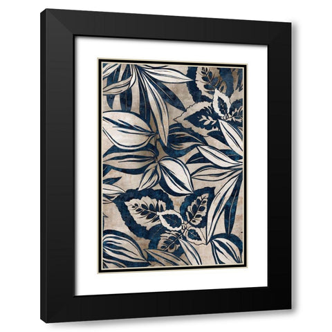 Blue Foliage II Black Modern Wood Framed Art Print with Double Matting by Watts, Eva
