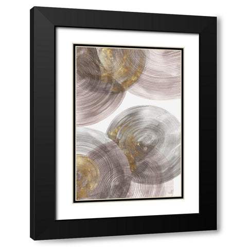 Spiral Rings I Black Modern Wood Framed Art Print with Double Matting by Watts, Eva
