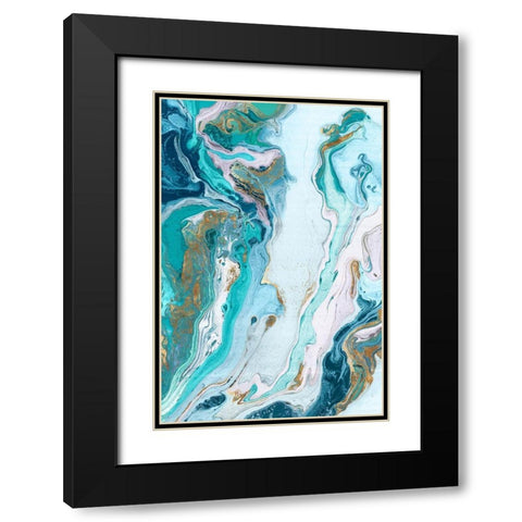 Marble Petroleum II Black Modern Wood Framed Art Print with Double Matting by Watts, Eva
