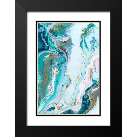 Marble Petroleum II Black Modern Wood Framed Art Print with Double Matting by Watts, Eva