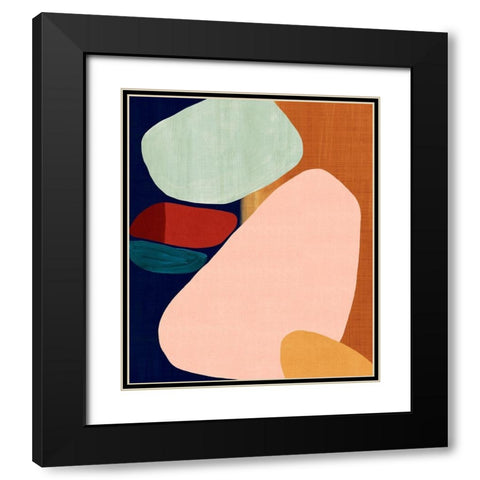 Stacking Pebbles II Black Modern Wood Framed Art Print with Double Matting by Watts, Eva
