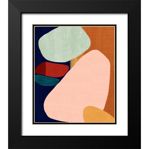 Stacking Pebbles II Black Modern Wood Framed Art Print with Double Matting by Watts, Eva