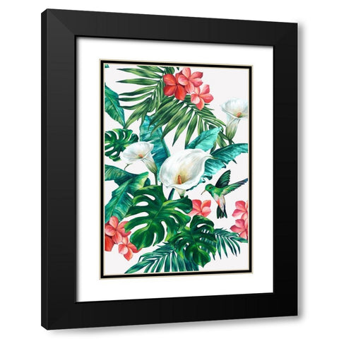 White Lillies Black Modern Wood Framed Art Print with Double Matting by Watts, Eva