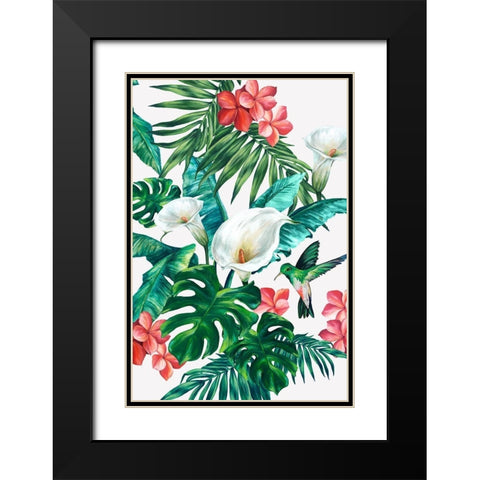White Lillies Black Modern Wood Framed Art Print with Double Matting by Watts, Eva