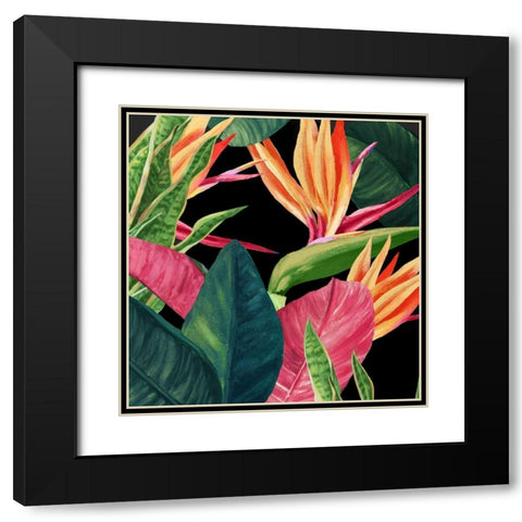Green Palms Black Modern Wood Framed Art Print with Double Matting by Watts, Eva