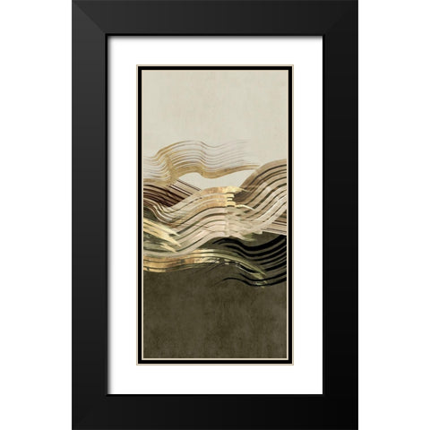 Waves of Sage I Black Modern Wood Framed Art Print with Double Matting by Watts, Eva
