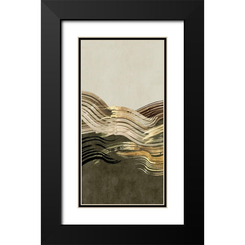 Waves of Sage II Black Modern Wood Framed Art Print with Double Matting by Watts, Eva