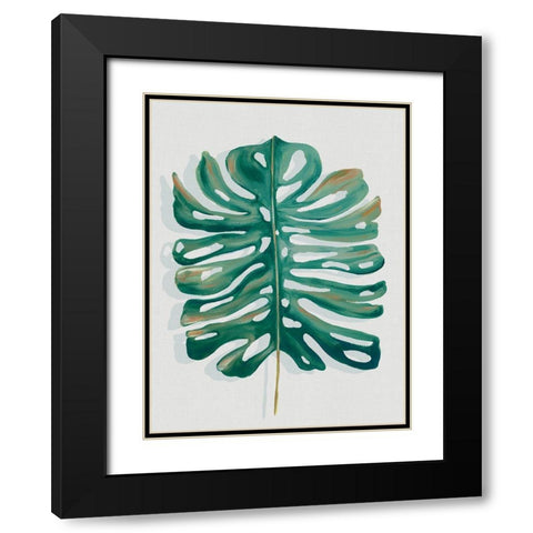 Modern Tropic Leaf II Black Modern Wood Framed Art Print with Double Matting by Watts, Eva