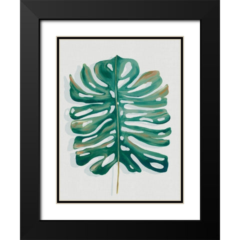 Modern Tropic Leaf II Black Modern Wood Framed Art Print with Double Matting by Watts, Eva