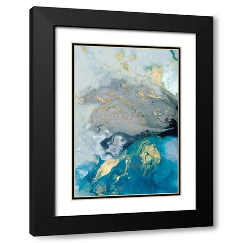 Ocean Splash I Black Modern Wood Framed Art Print with Double Matting by PI Galerie