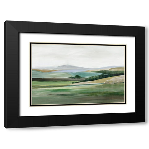 Green Hillside Horizon Black Modern Wood Framed Art Print with Double Matting by Pearce, Allison