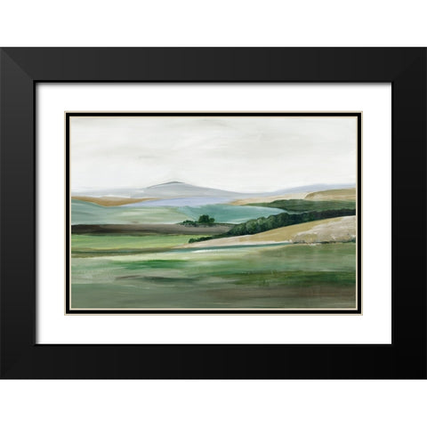 Green Hillside Horizon Black Modern Wood Framed Art Print with Double Matting by Pearce, Allison