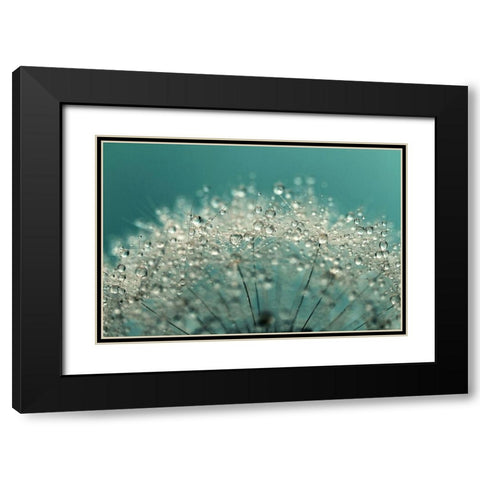 Cyan Sparkles Black Modern Wood Framed Art Print with Double Matting by Johnstone, Sharon