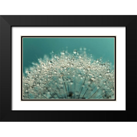 Cyan Sparkles Black Modern Wood Framed Art Print with Double Matting by Johnstone, Sharon