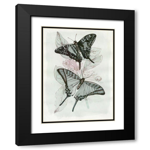 Butterfly Medley II Black Modern Wood Framed Art Print with Double Matting by Stellar Design Studio