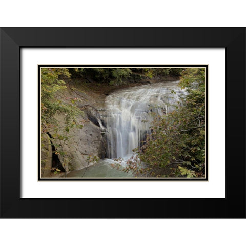 Hokkaido Waterfall - 1 Black Modern Wood Framed Art Print with Double Matting by Blaustein, Alan