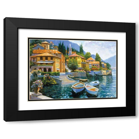 Lake Como Landing Black Modern Wood Framed Art Print with Double Matting by Behrens, Howard