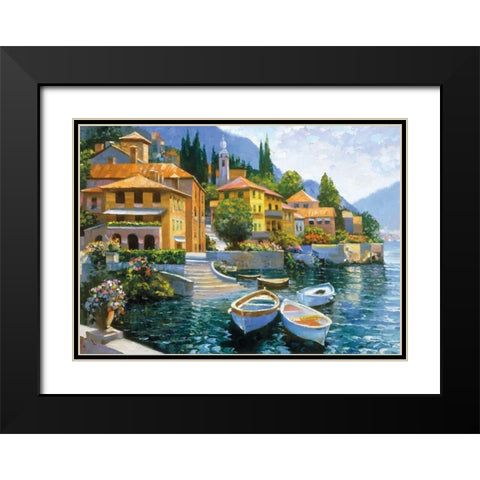 Lake Como Landing Black Modern Wood Framed Art Print with Double Matting by Behrens, Howard