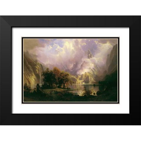Rocky Mountain Landscape Black Modern Wood Framed Art Print with Double Matting by Bierstadt, Albert