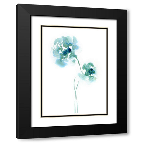 Teal Florals Black Modern Wood Framed Art Print with Double Matting by Binkin, Lesia