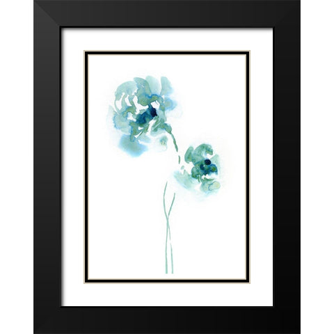 Teal Florals Black Modern Wood Framed Art Print with Double Matting by Binkin, Lesia