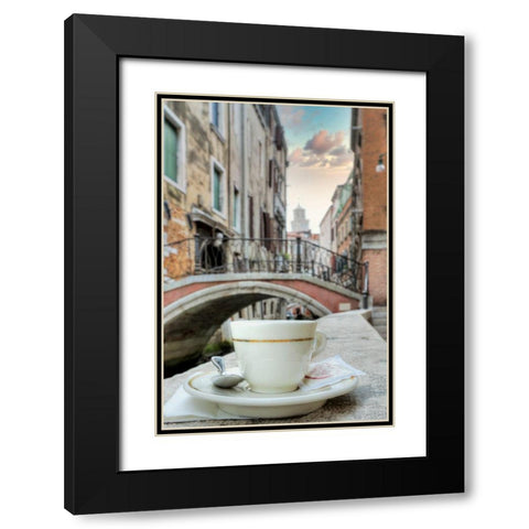 Venetian Canale Caffe #1 Black Modern Wood Framed Art Print with Double Matting by Blaustein, Alan