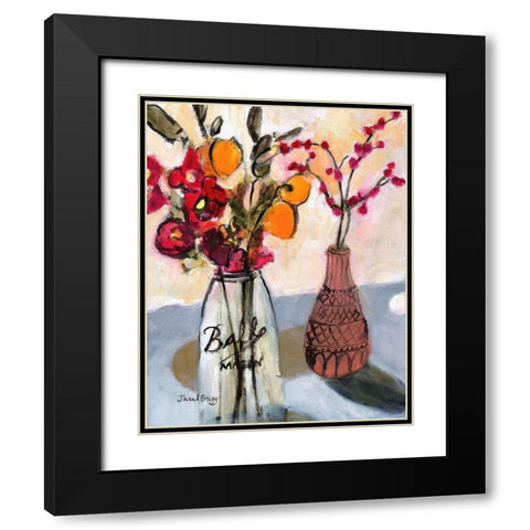 Still Life with Mason Jar and Flowers Black Modern Wood Framed Art Print with Double Matting by Bragg, Janel