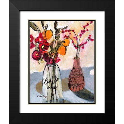 Still Life with Mason Jar and Flowers Black Modern Wood Framed Art Print with Double Matting by Bragg, Janel