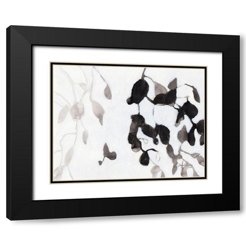 Leaves in Black and White Black Modern Wood Framed Art Print with Double Matting by Bragg, Janel