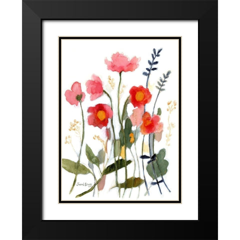 Floral with Wild Roses No. 2 Black Modern Wood Framed Art Print with Double Matting by Bragg, Janel