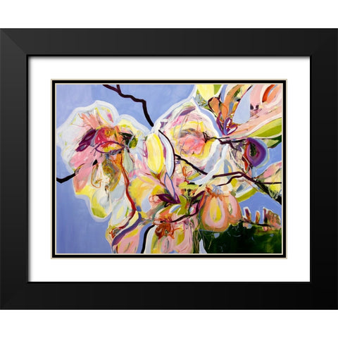 Cool Spring Blues with Magnolia Black Modern Wood Framed Art Print with Double Matting by Bujna, Kati