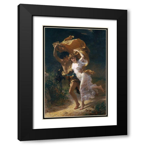 The Storm, 1880 Black Modern Wood Framed Art Print with Double Matting by Cot, Pierre-Auguste