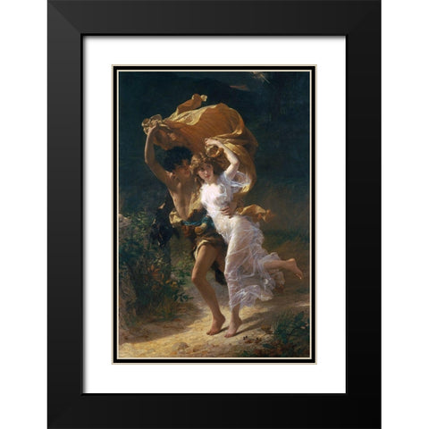 The Storm, 1880 Black Modern Wood Framed Art Print with Double Matting by Cot, Pierre-Auguste