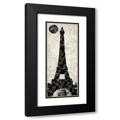 Moon over Paris Black Modern Wood Framed Art Print with Double Matting by Color Bakery